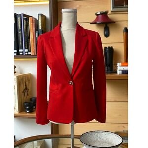 Jules Leopold Red Academia Career Blazer‎ Jacket with Decorative Gold Buttons XS